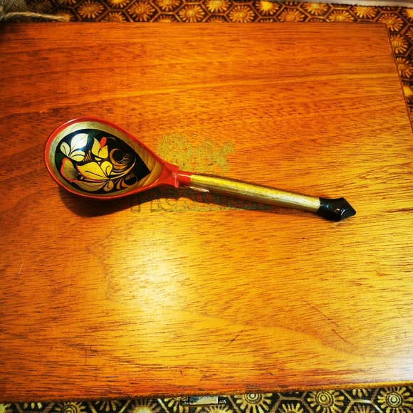 Khokhloma Vintage Wooden Decorative Spoon Made in USSR - Picture 2 of 16